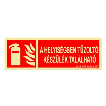 A helyiségben tűzoltó készülék található ISO utánvilágító tábla