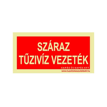 Száraz tűzivíz vezeték utánvilágító tábla