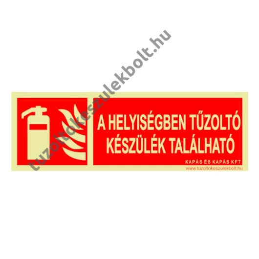 A helyiségben tűzoltó készülék található ISO utánvilágító tábla