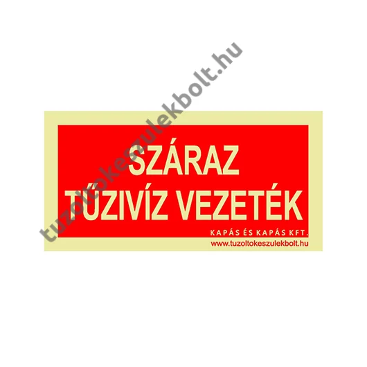 Száraz tűzivíz vezeték utánvilágító tábla