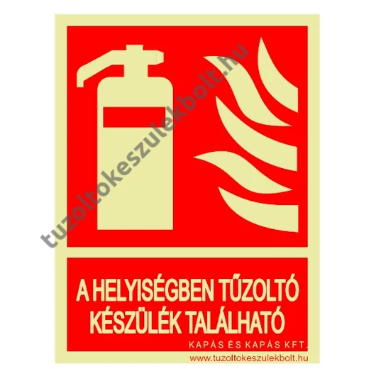 Tűzoltó készülék található a helyiségben ISO utánvilágító tábla