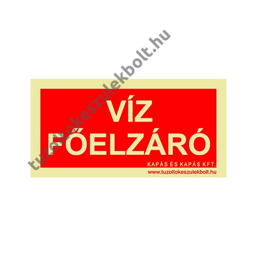 Víz főelzáró utánvilágító tábla